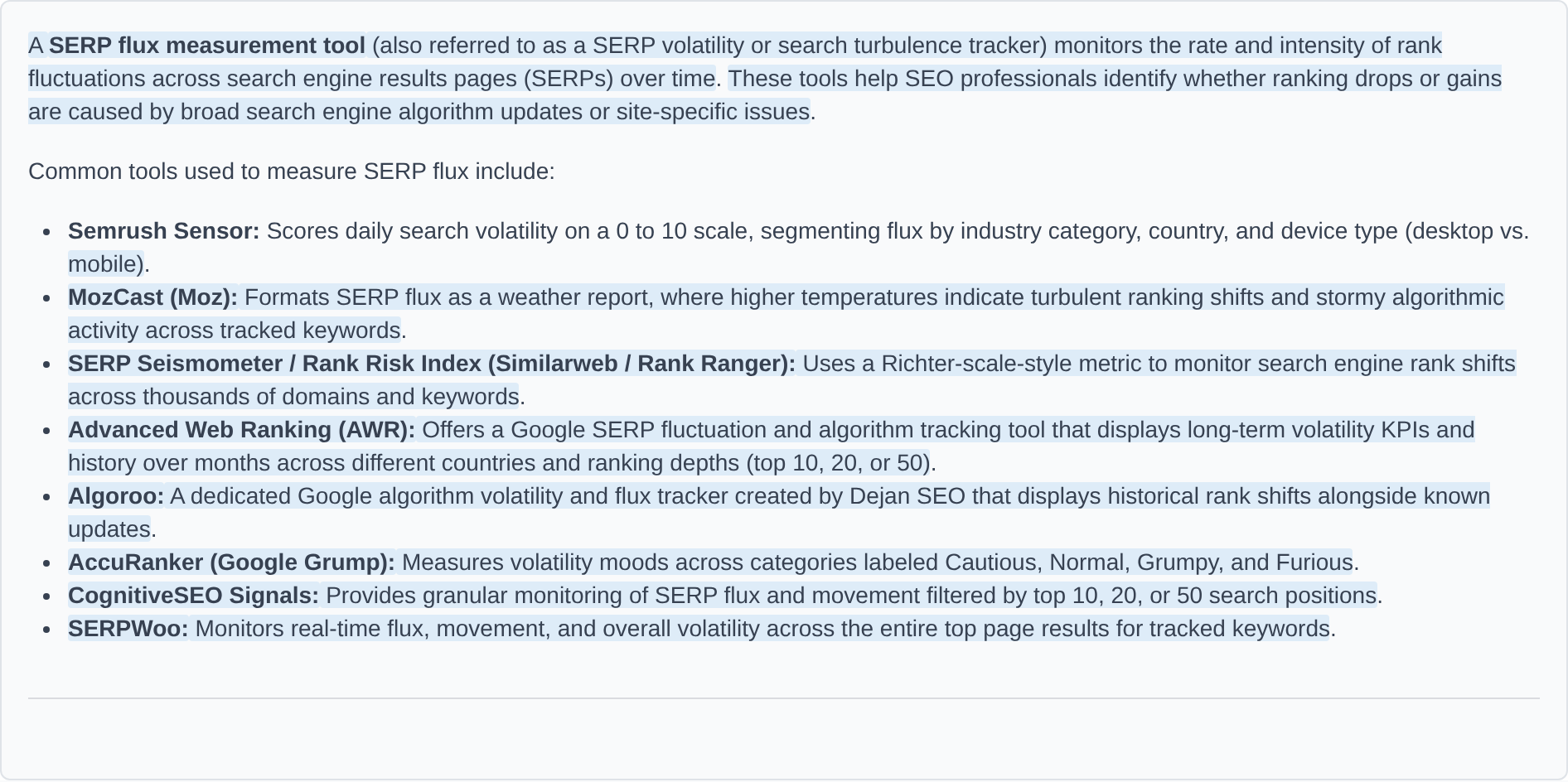 The grounded answer in the demo run, with highlighted passages that cite sources.
