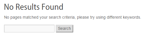 Internal search page showing no results